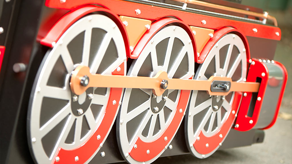 Wattman locomotive with rotating Wheels in Motion system for realistic movement and enhanced visual appeal